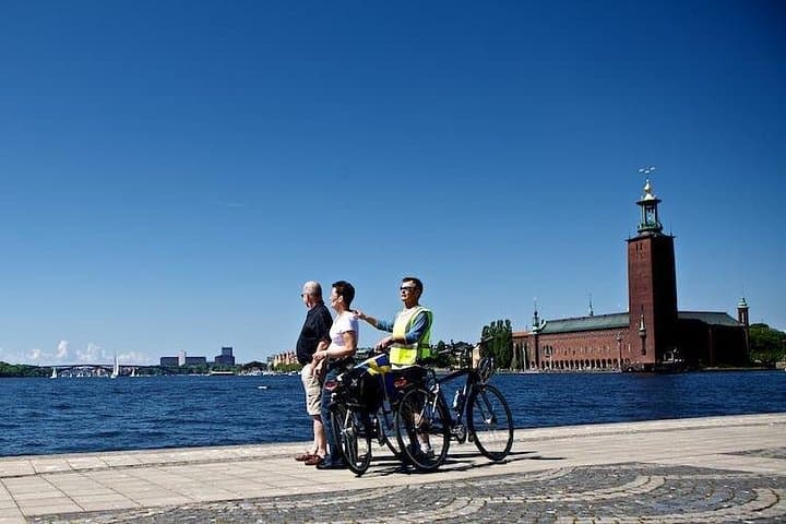 Biking past City Hall