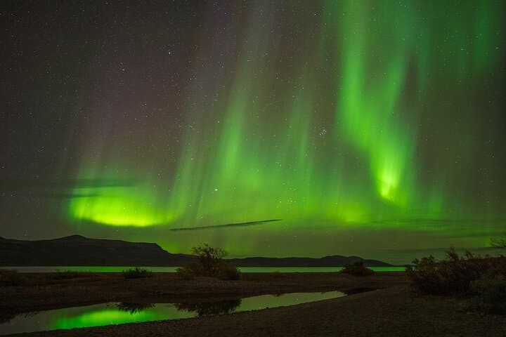 Aurora reflection in Arctic Lagoon
