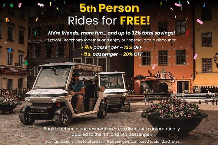 the discount is automatically applied to the 4th and 5th passenger
4th passenger – 12% OFF
5th passenger – 20% OFF